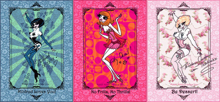 Mildred Loves You Postcards - MildredLovesYou.com cartoon pin-ups by LaLaVox.