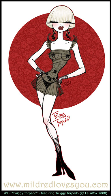 Pin-Up #9 - 'Twiggy Torpedo' - featuring Twiggy Torpedo - a MildredLovesYou.com cartoon pin-up by LaLaVox.