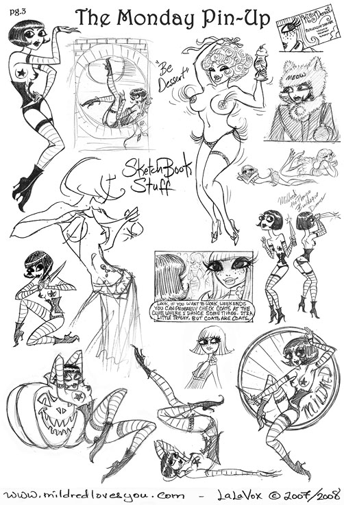 Sketchbook Stuff - MildredLovesYou.com cartoon pin-up sketches by LaLaVox.