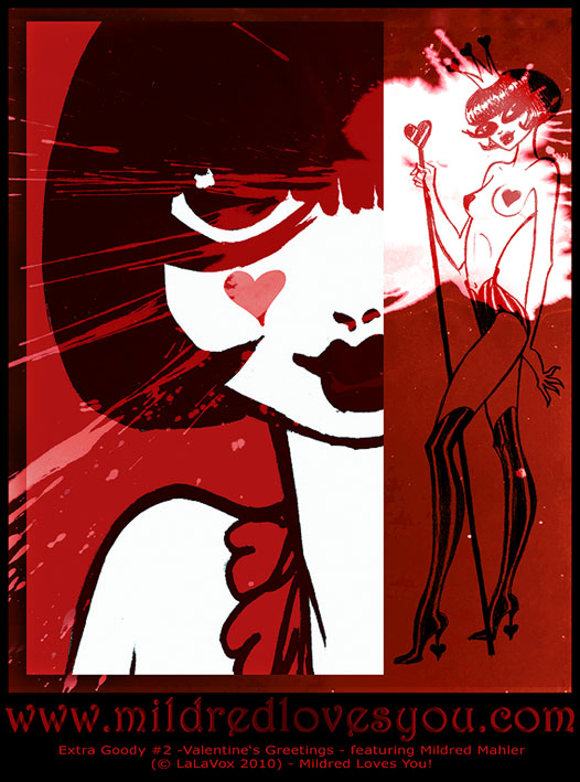 Extra Goody #2 - 'Valentine's Greetings!' - featuring Mildred Mahler - a MildredLovesYou.com illustration by LaLaVox.