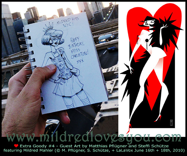 Extra Goody #4 - 'Guest Art!' - featuring Mildred Mahler - MildredLovesYou.com guest illustrations by Matthias Pfluegner and Steffi Scheutze.