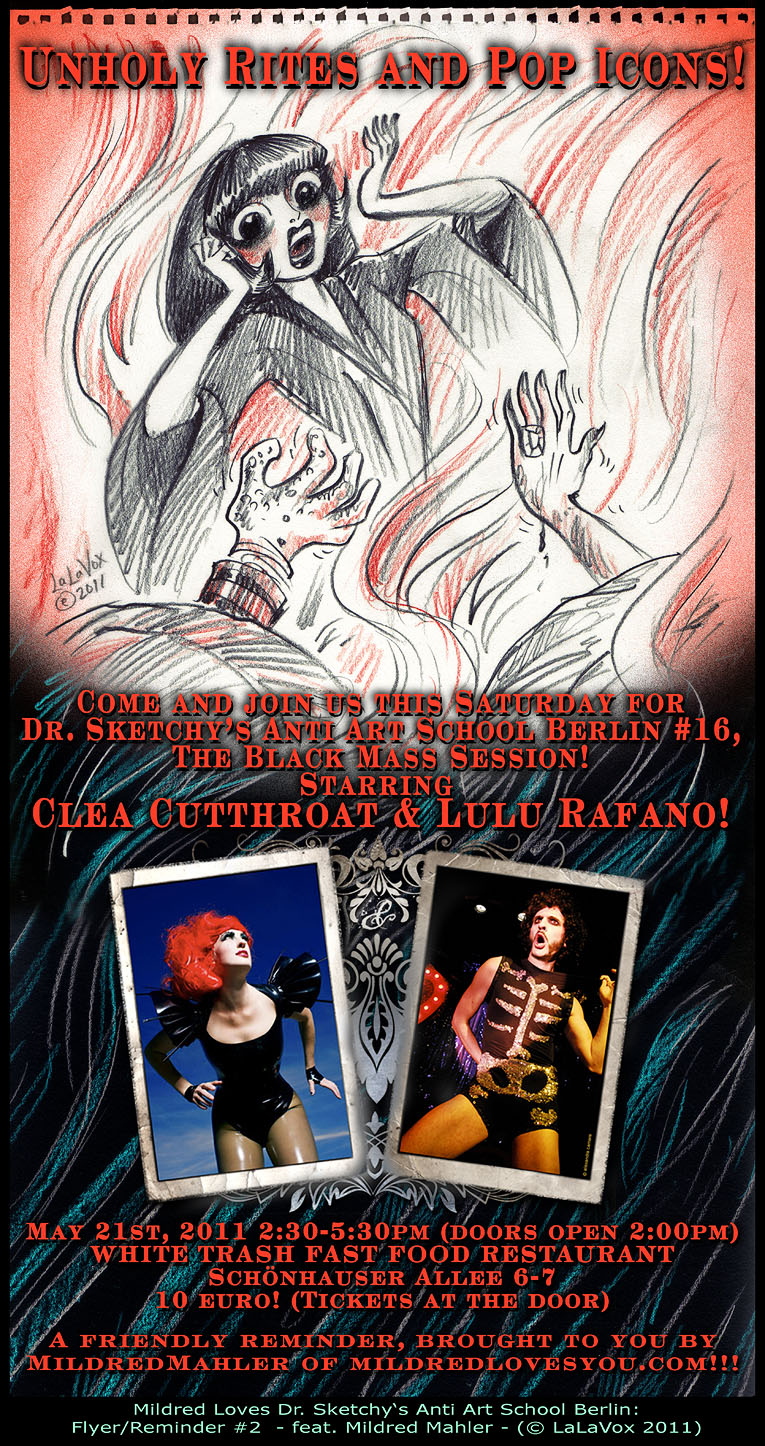 Dr. Sketchy's Berlin Reminder #2 - Dr. Sketchy's Anti Art School Berlin No.16 - TheBlack Mass Session - MildredLovesYou.com © LaLaVox 2011.